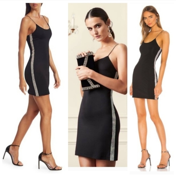 Alice + Olivia Black Mini Dress with Silver Accents - Picture 14 of 16